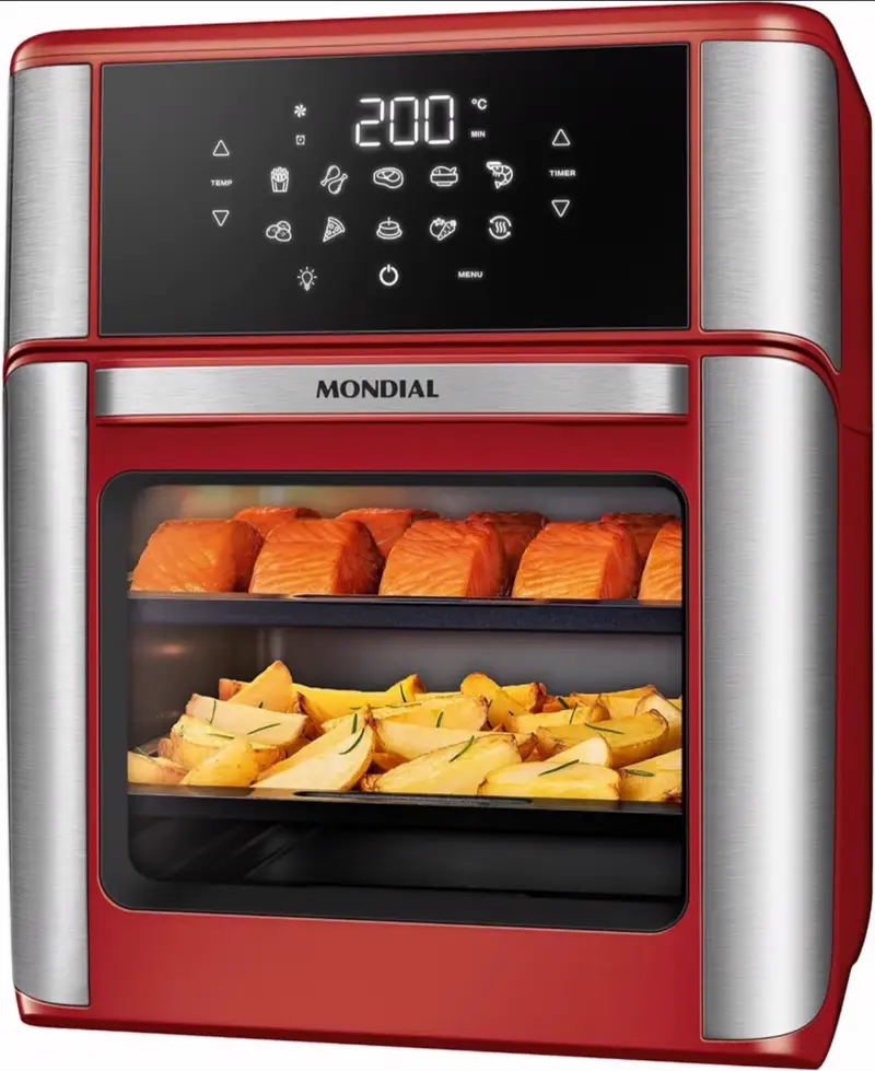Fritadeira Air Fryer Forno Oven 12L Mondial AFON-12L-BI 2000W Vermelho/Inox